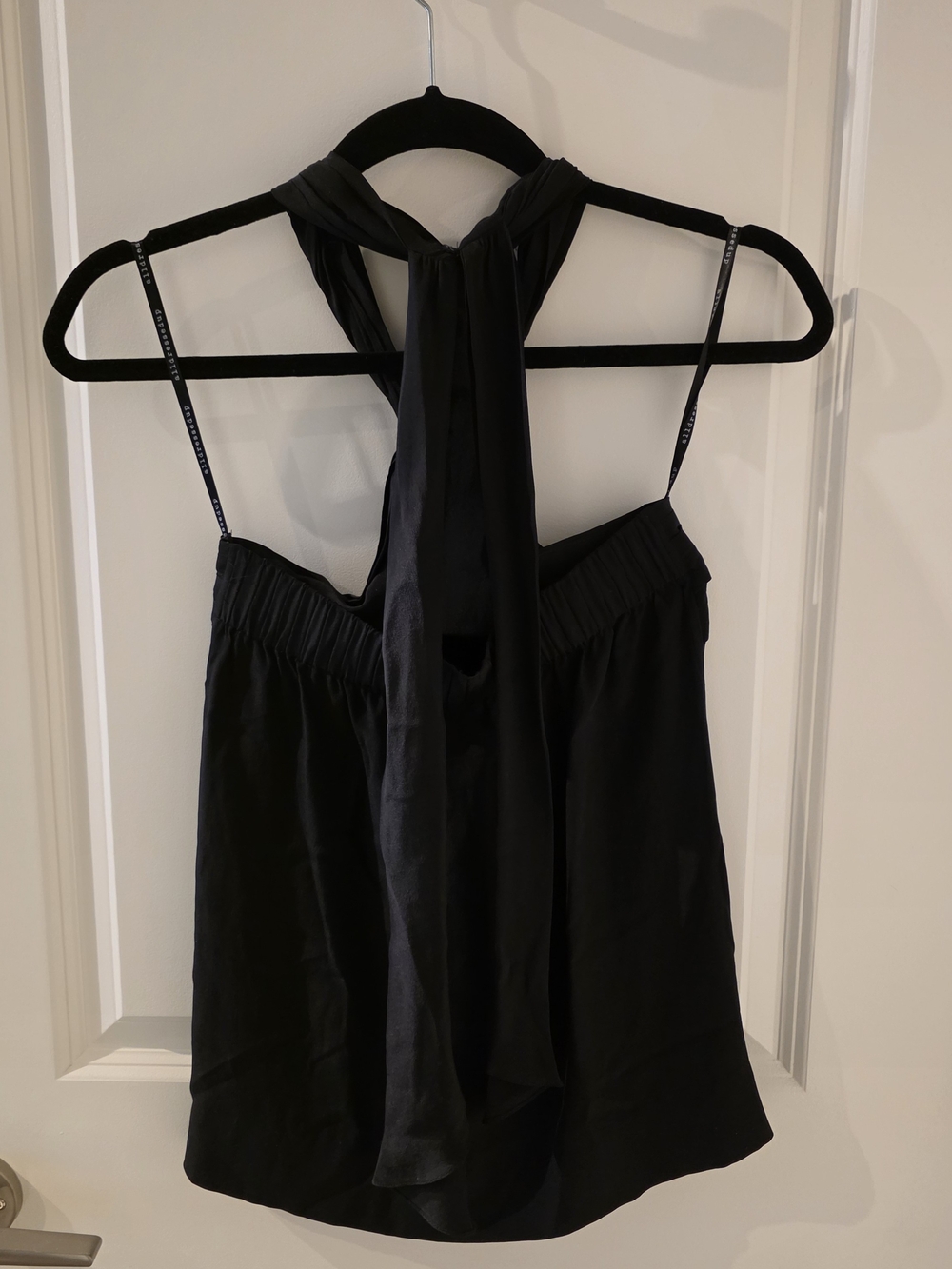 Alldressedup 100% Silk Black Satin Halter Camisole Top - Picture 4 of 5